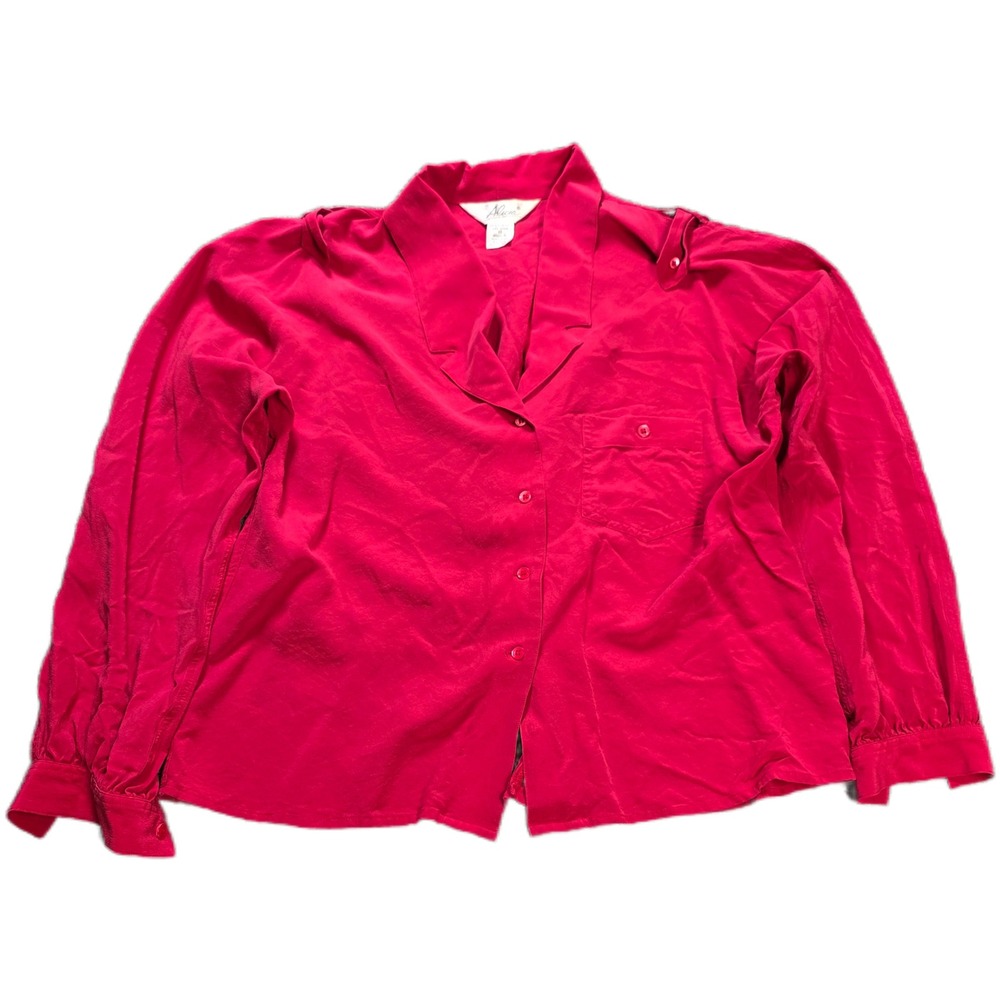 Vintage Alicia 100% Pure Silk Button Down Blouse Women's Size 10‎ Magenta